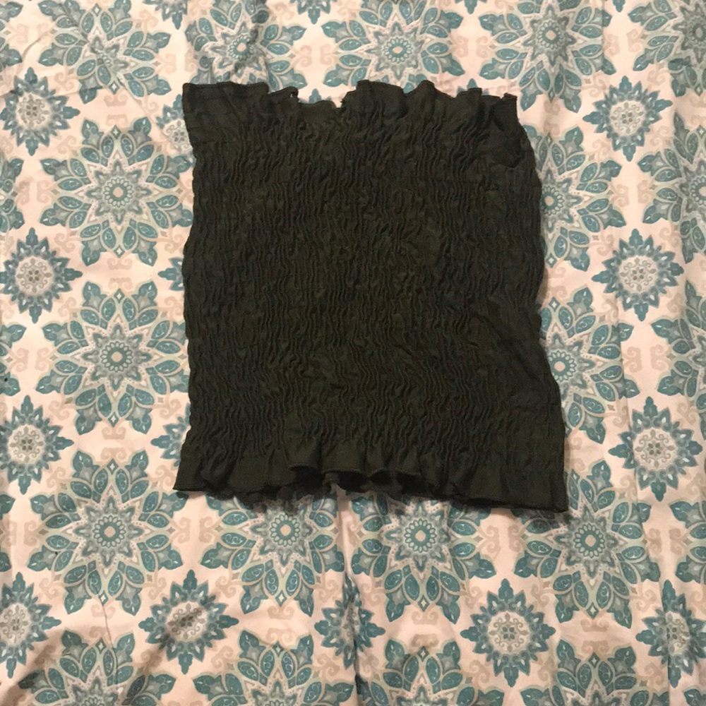 A olive green tube top